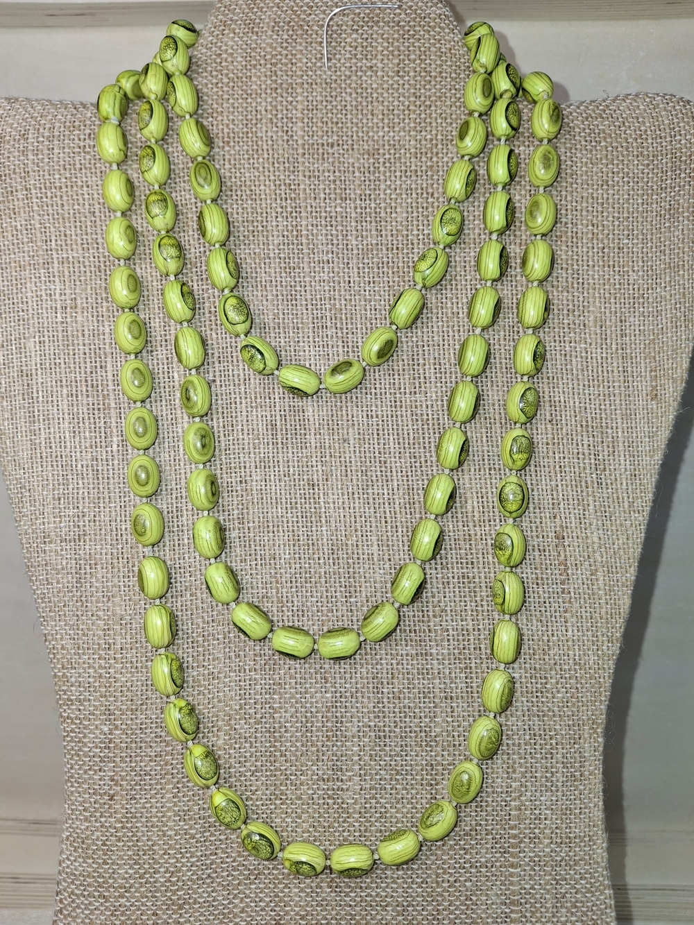 Lime Green Beaded Layered Necklace - Women Jewelry